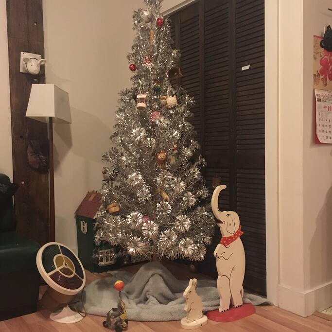 Vintage aluminum tree with color wheel. Only up at Christmas