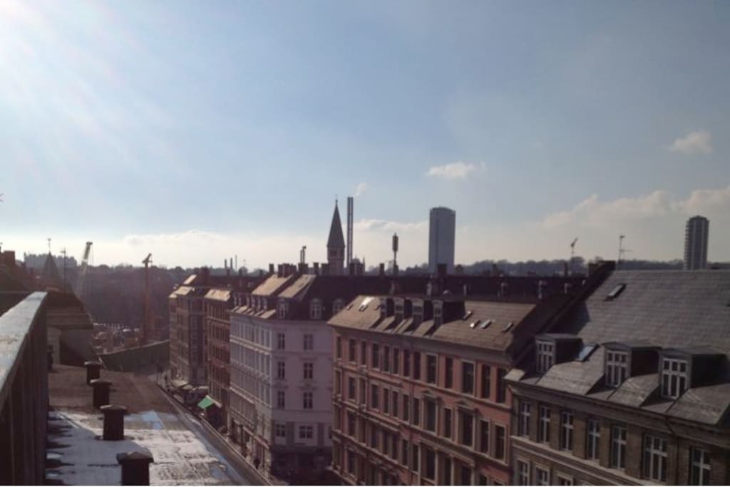 View from our roof-top balcony (communal, and taken in winter).