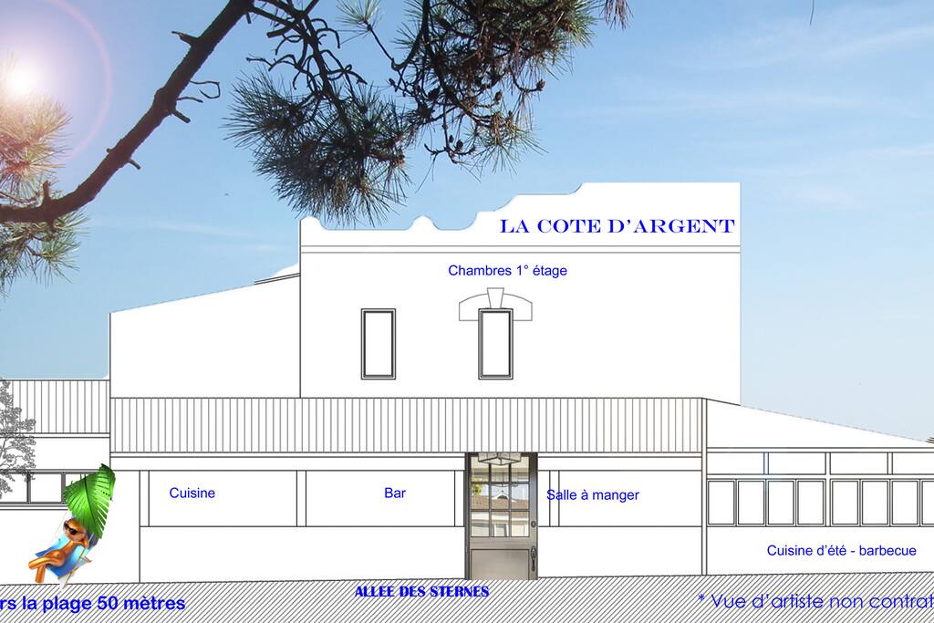 Vue d'architecte de la maison de vacances La Côte d'Argent