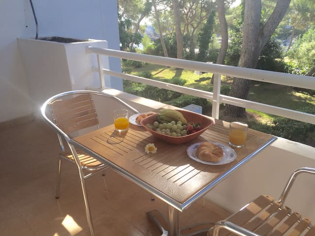 Apartment with sea and garden view