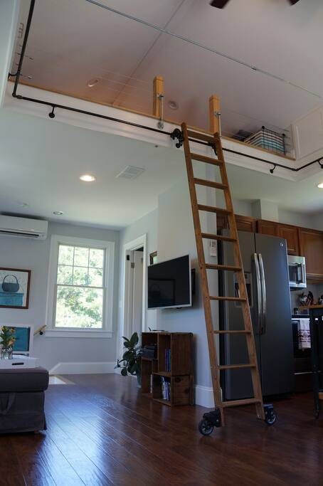 Library ladder to sleeping loft