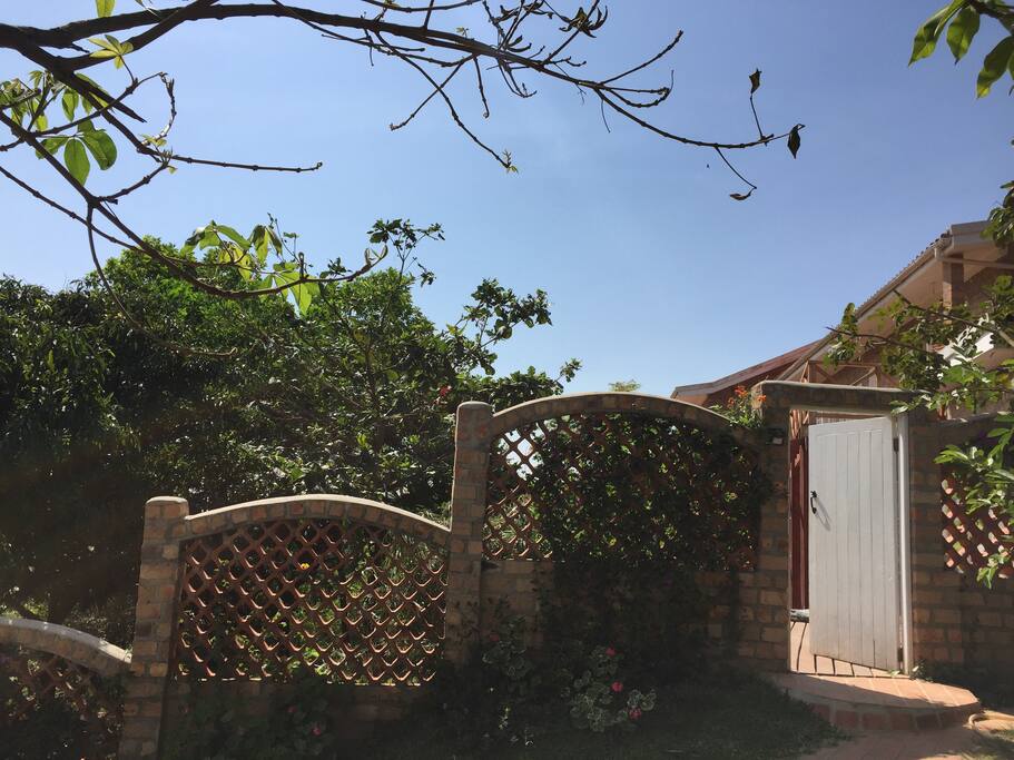 Entering the compound, to the right of the villa.