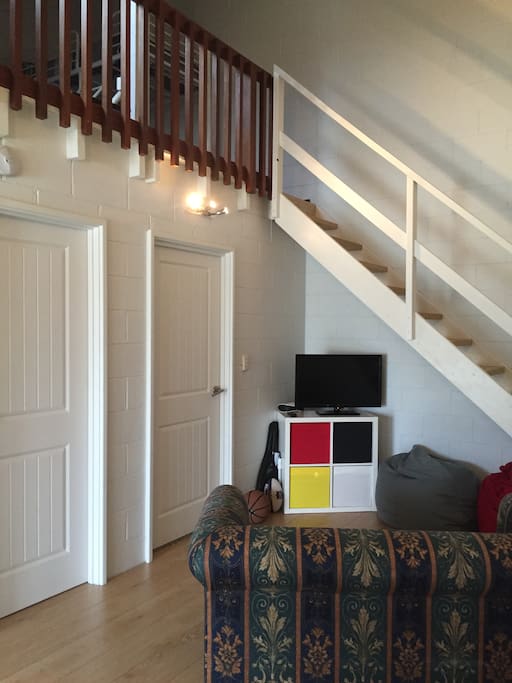 Main living area, bedroom and bathroom downstairs