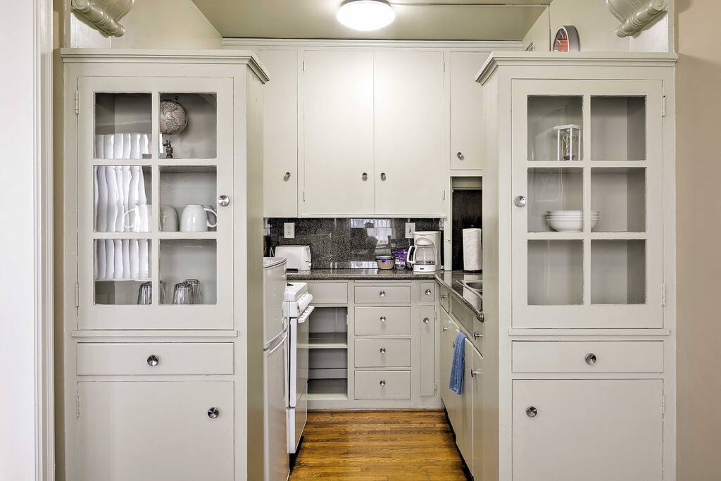 The 1-bath studio boasts a well-equipped kitchen and all the comforts of home.