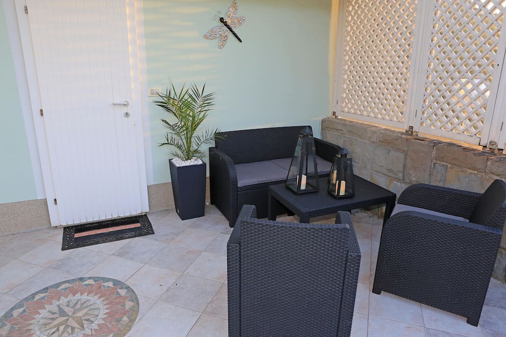 Private terrace with the entrance