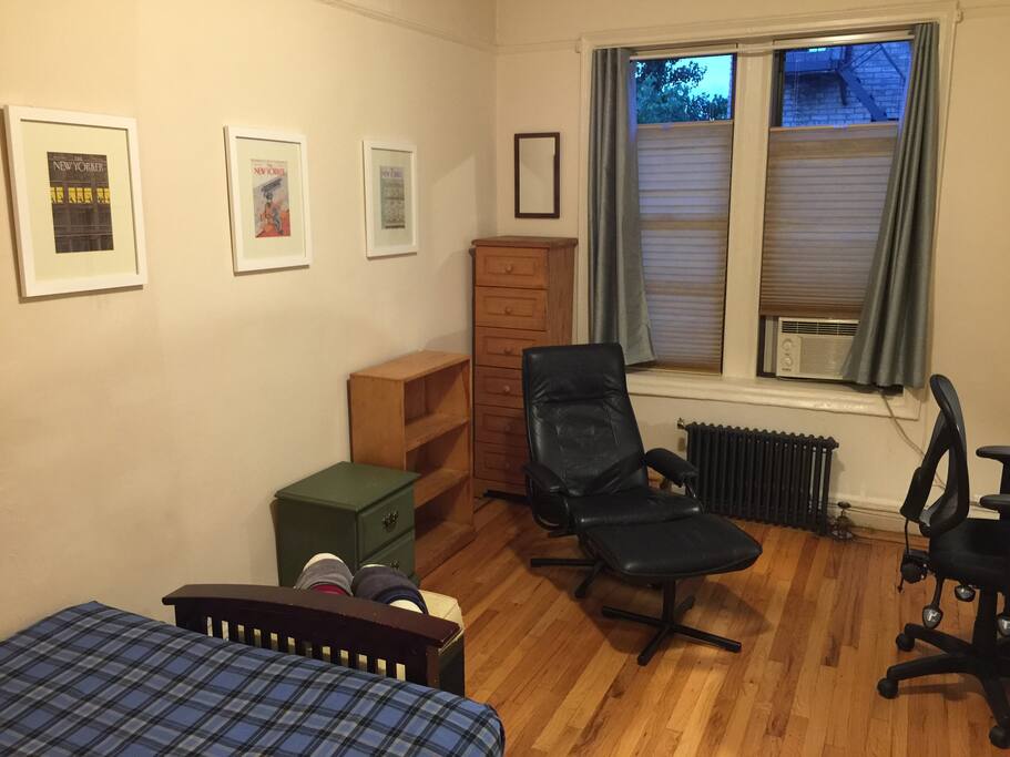 Your bedroom, facing the windows. Gentle northwest light all day long. Your air conditioner . . .