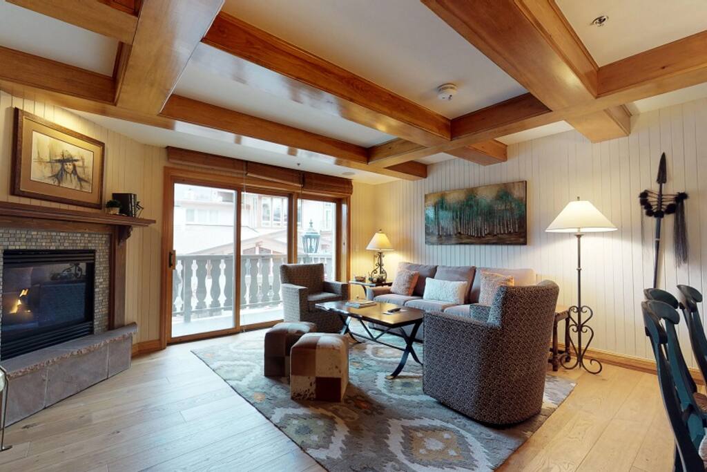 Living area with gas fireplace