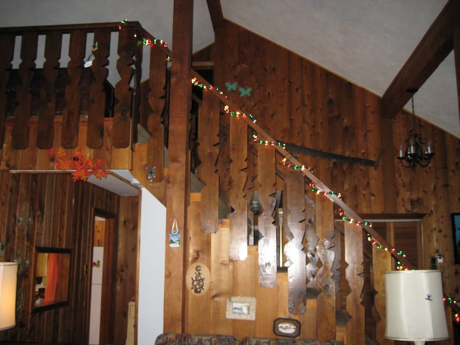 Stairs up to the loft