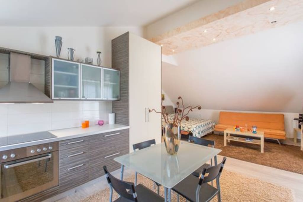 Large kitchen and open spaces for enjoying your stay