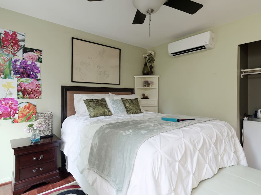 Your private bedroom. Wall mounted AC/Heat lets you set the temp to your own comfort.