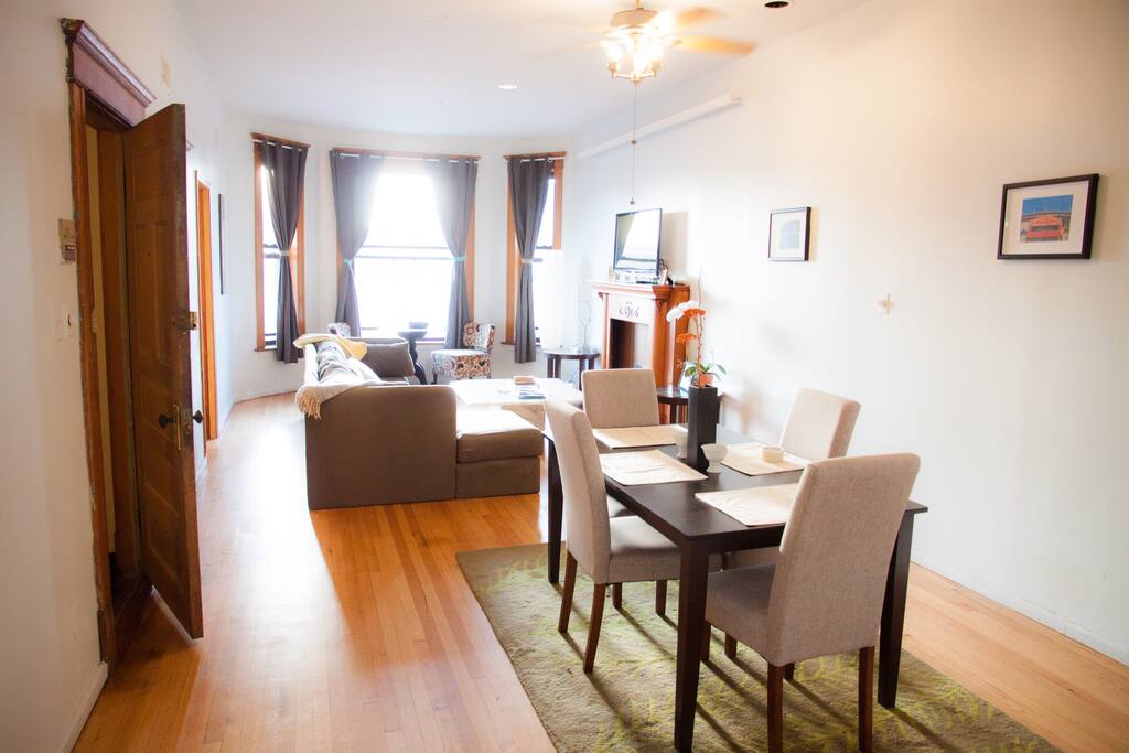 Living room and dining room
