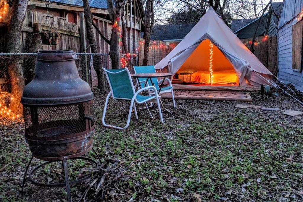 Tent at dusk