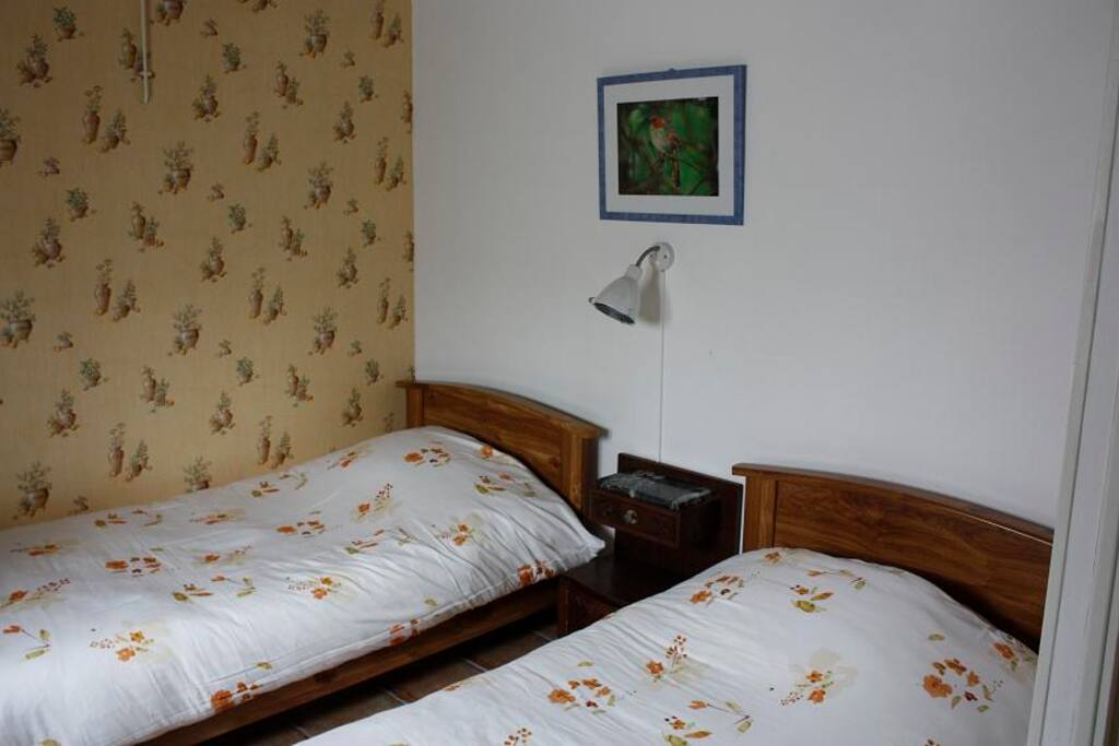 slaapkamer met twee aparte eenpersoonsbedden (90 x 1.95)