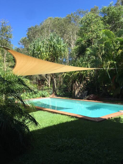 Pool located just behind caravan