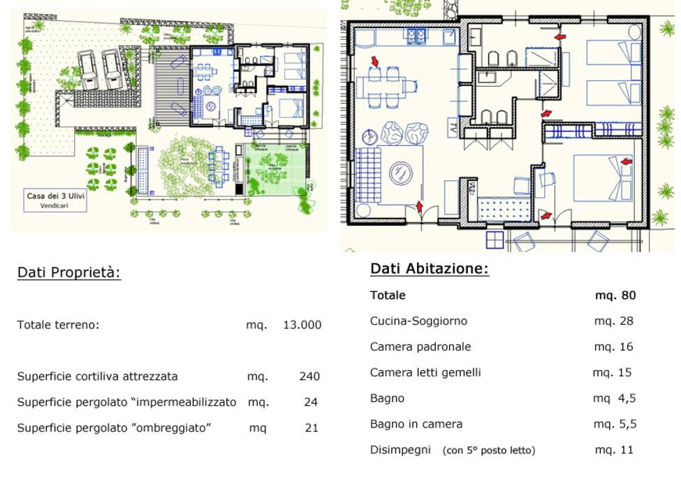 Pianta con zona attrezzata esterna: Cucina Divano