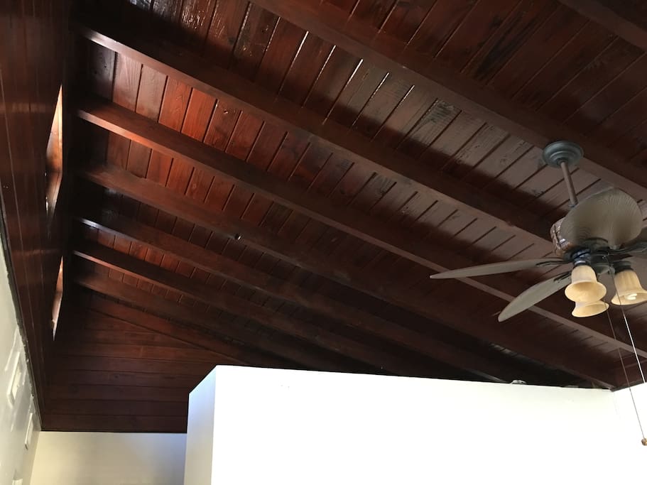 Living room wood ceiling