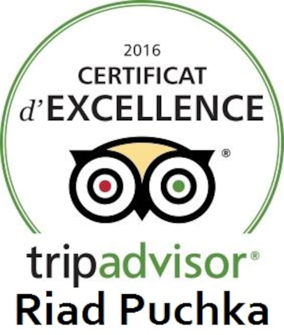 récompense de Tipadvisor pour le Riad Puchka