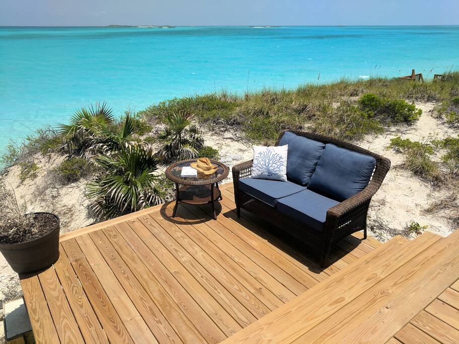 Lots of comfortable outdoor lounge space to enjoy the view and perfect weather