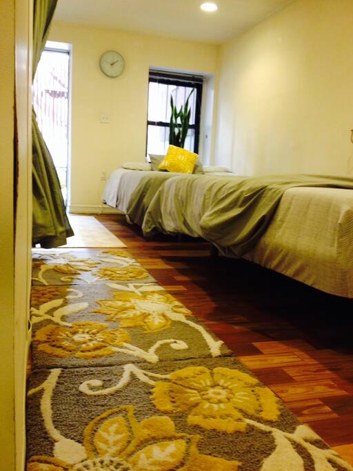 Studio Basement with 2 queen beds.