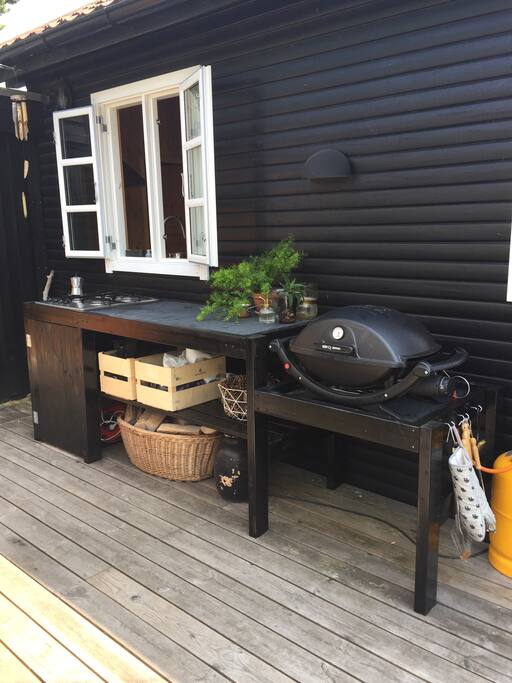 Make your food in the outdoor kitchen