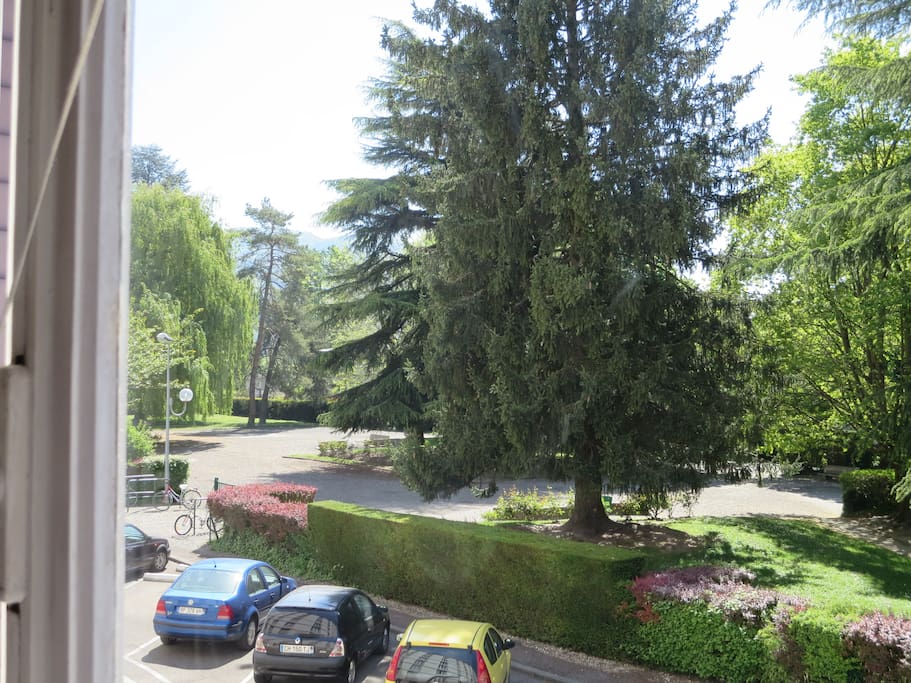 Vue de la fenêtre du salon.