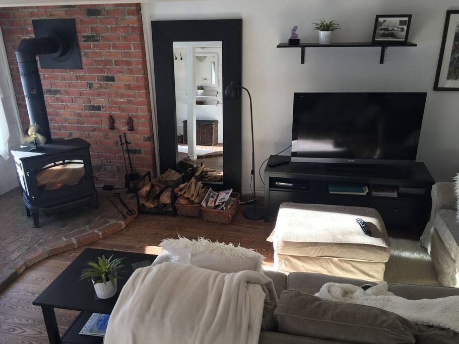 Wood stove, living room