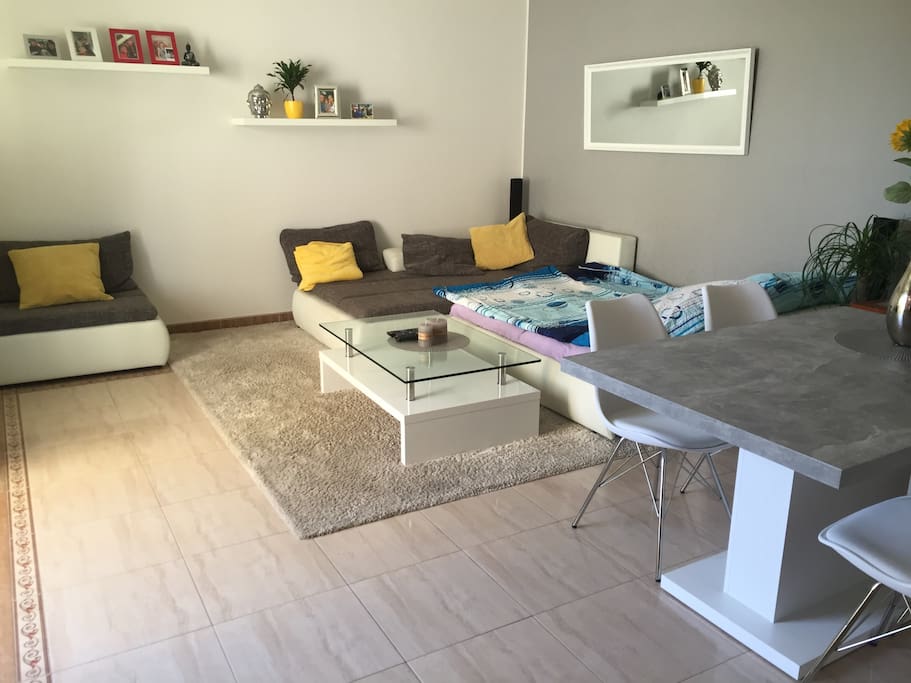 Living room with bed