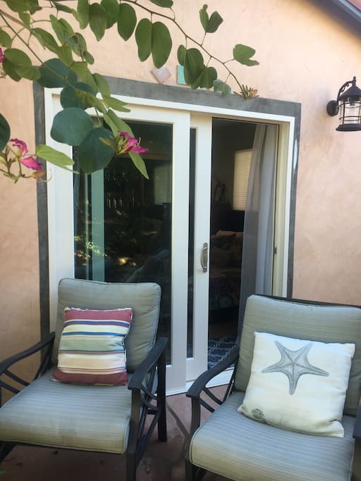 Private patio and entrance