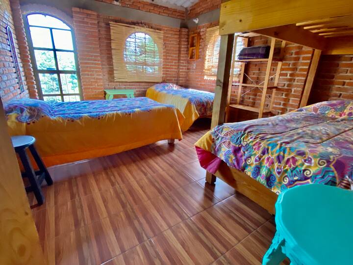 Habitación con 4 camas individuales - baño compartido