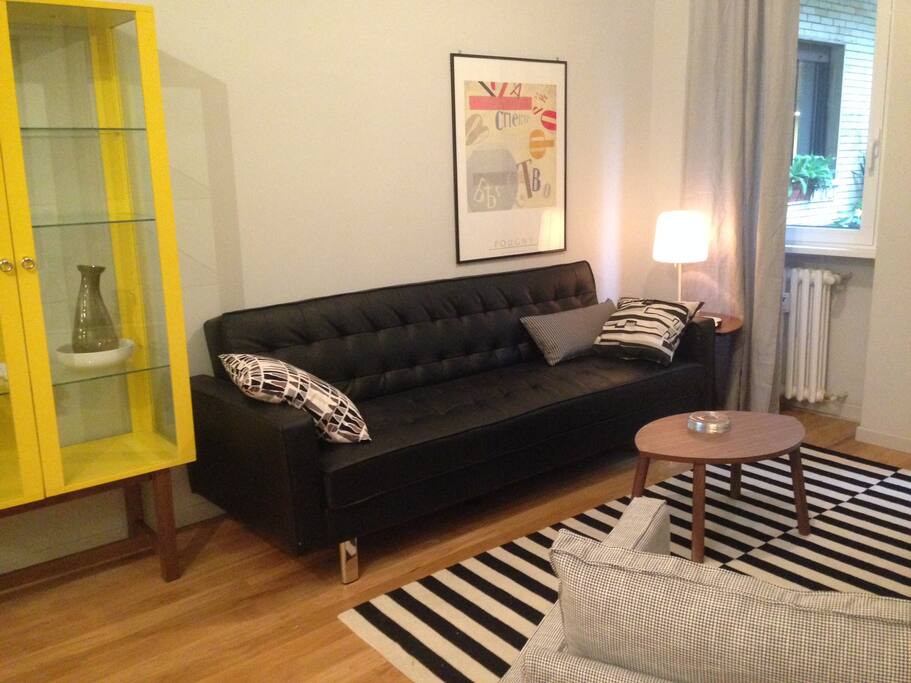The sofa bed in the livingroom