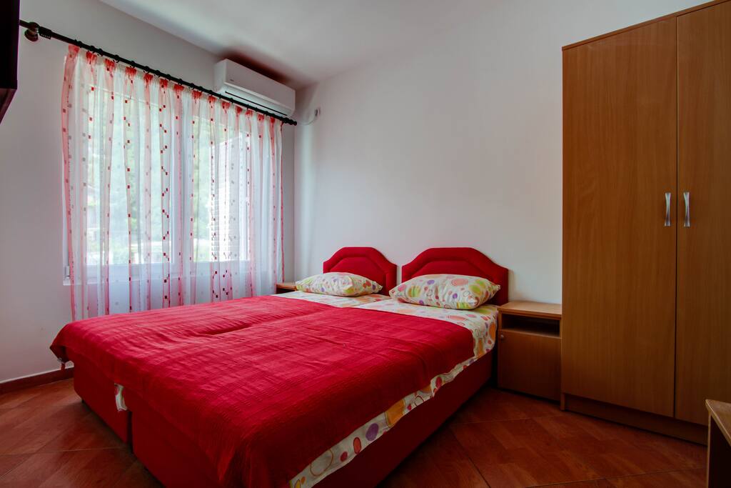 2 single beds attached to each other will provide you good night's sleep.