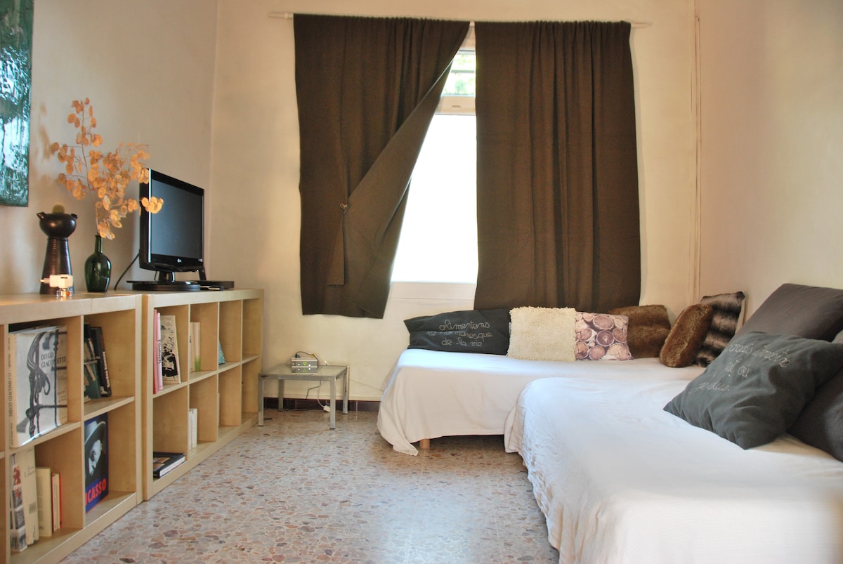 เลานจ์ทีวีสามารถให้บริการเตียงเดี่ยวได้สองหลัง