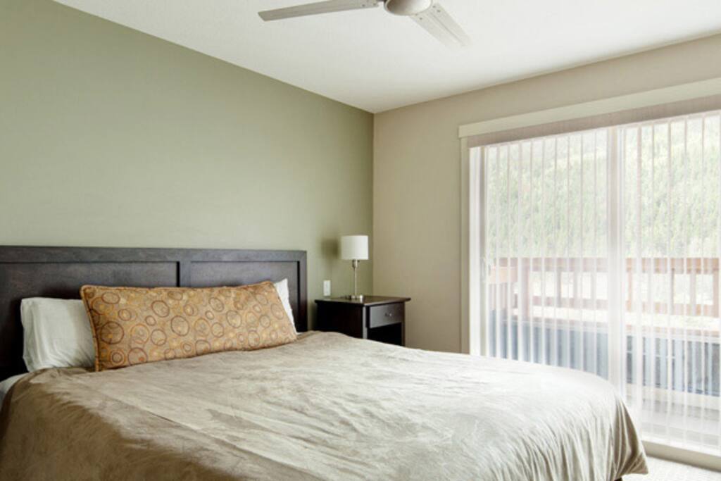The master bedroom has a king bed and ensuite bathroom