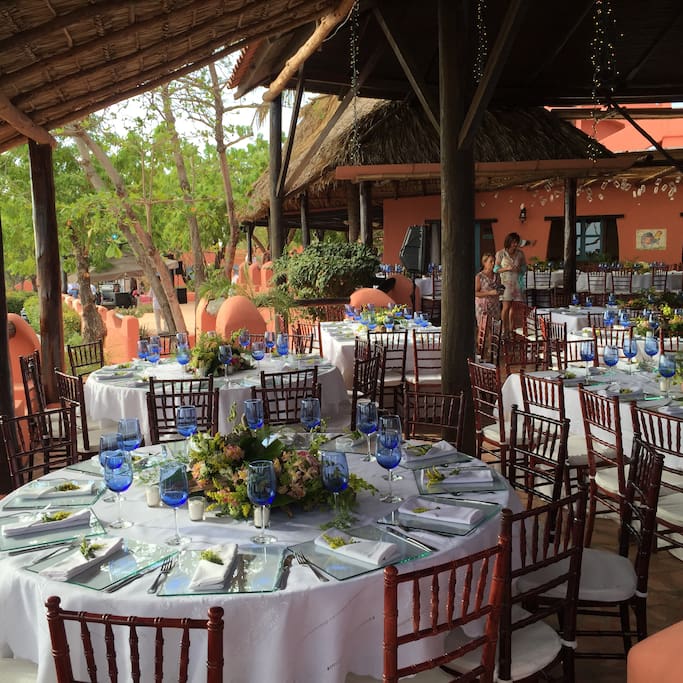 This photo is taken around the pool and terraces on main House during an event catered by villa mar host monique beauchamp