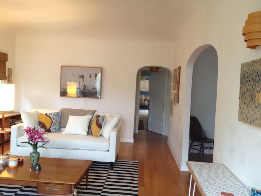 My living room; clean, spacious, mid century furnishings.