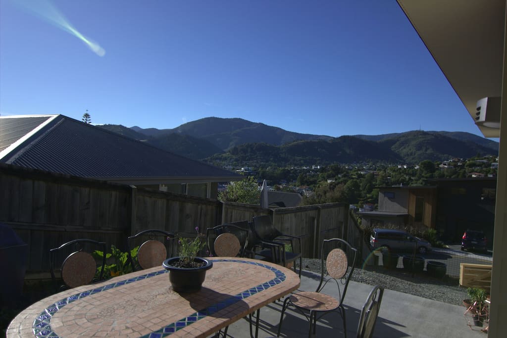 Sunny patio most of the day