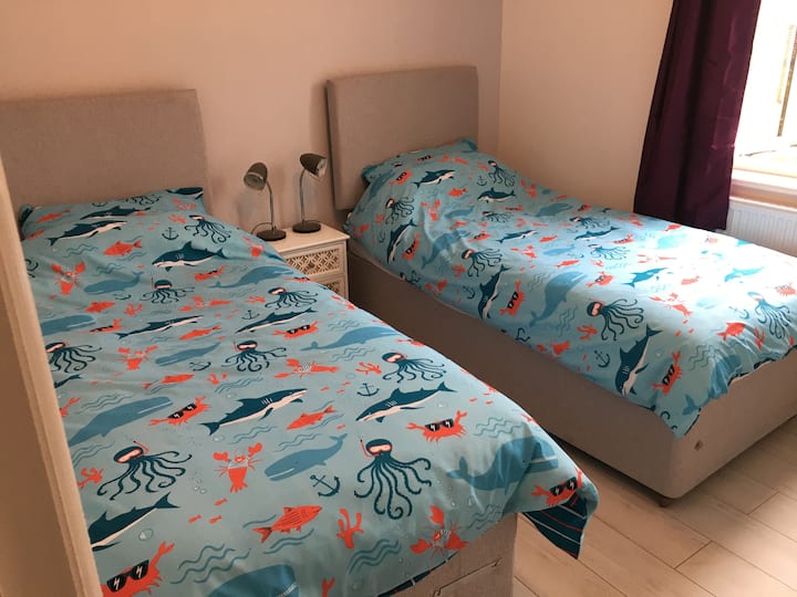 The second bedroom again,  configured for two  children