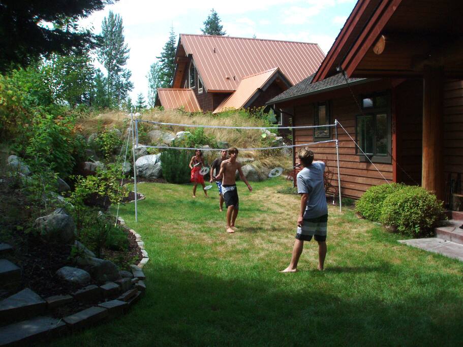 Badminton in the Front Yard