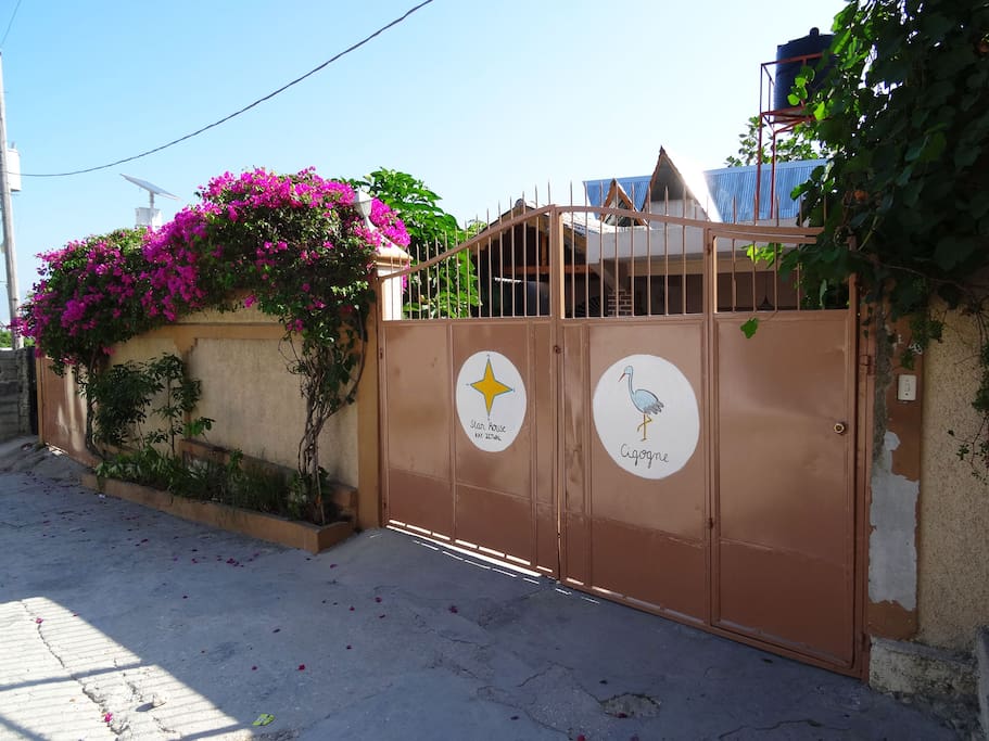 Newly painted main gate