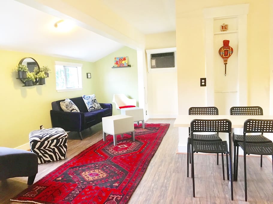 Living area Amenities: Apple TV, Air conditioner, Dining area