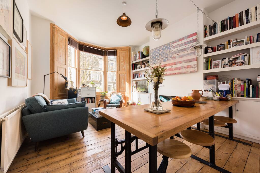 Living room with big dining table