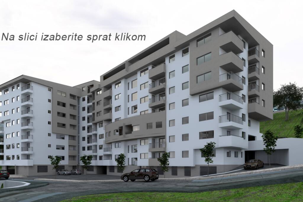 Brand new modern building with the free parking place just below the appartment