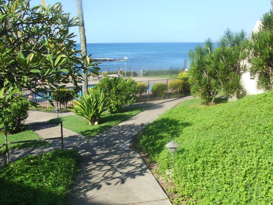 Walkway ramp from the parking lot to our condo.