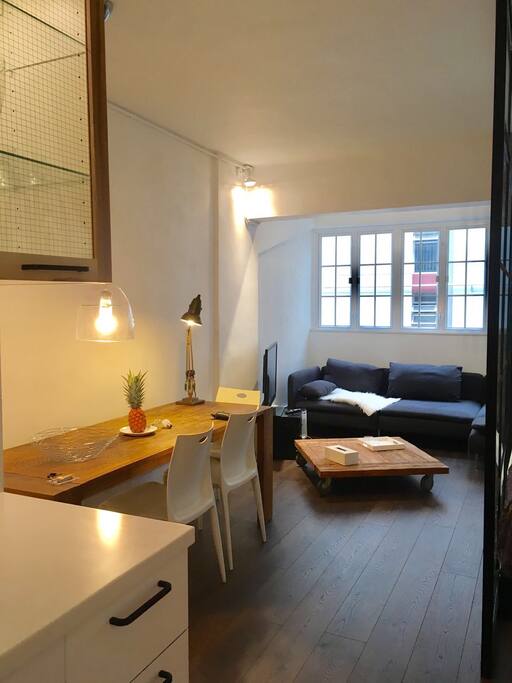 Dining table and large L shaped sofa