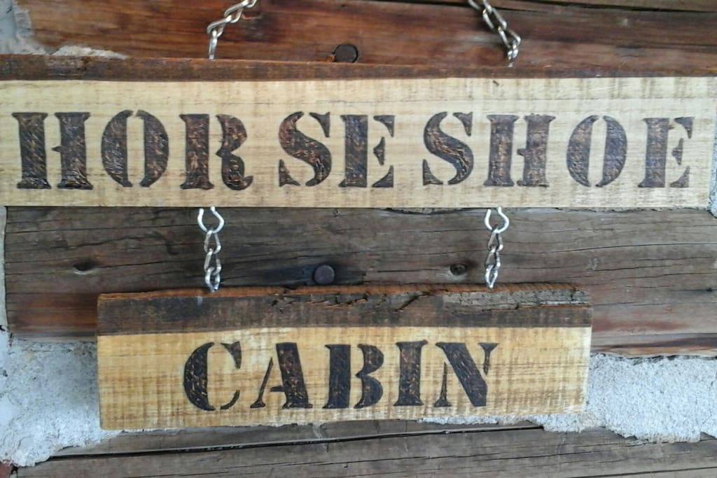 What you will see to the right of the entrance door of the cabin. We leave the light above it on if you arrive after dark so you can't miss it!
