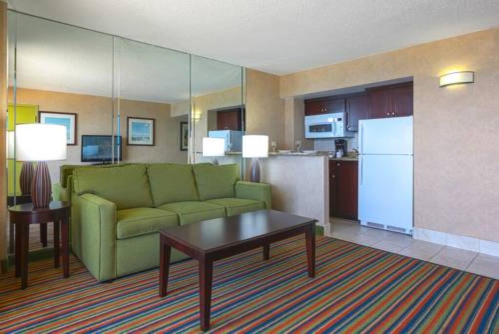 Each unit has a pull out couch and small kitchen