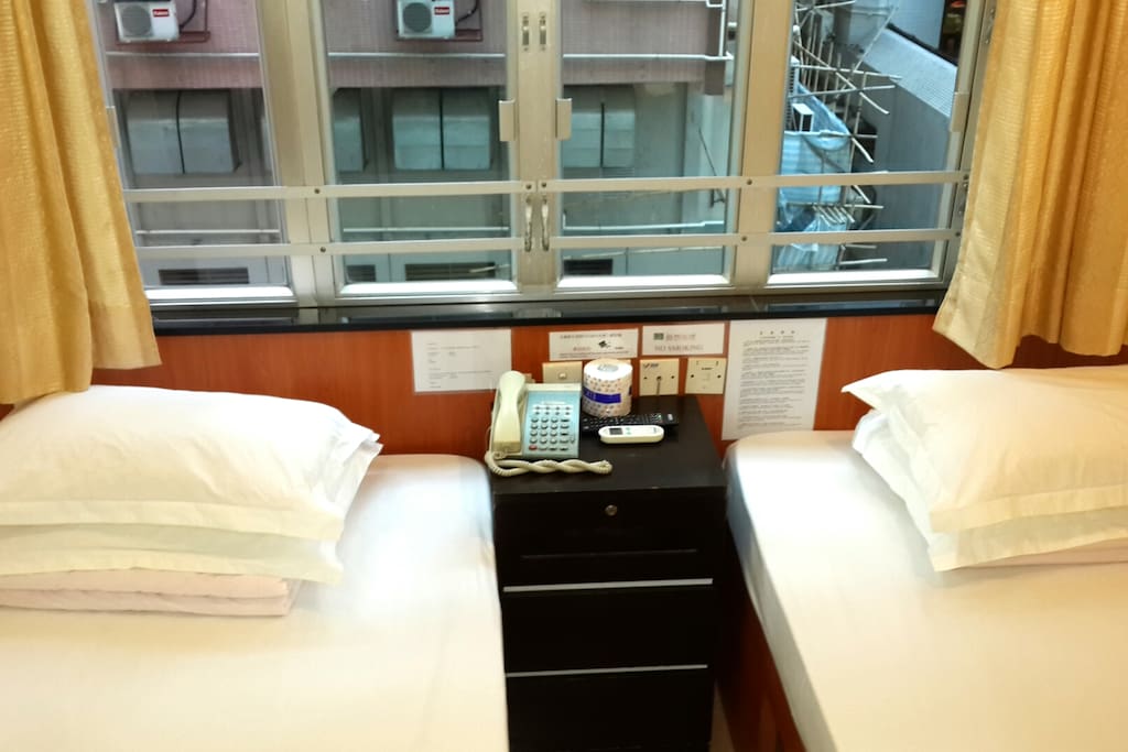 Two Double Bed with En-suite, big Window
