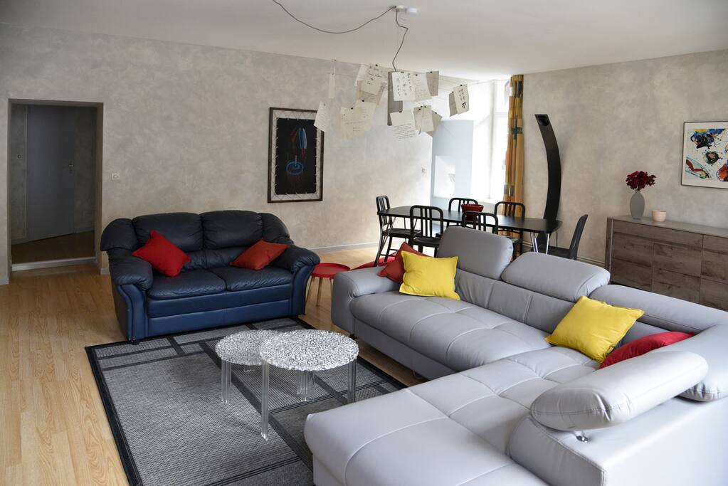 un canapé-lit permettant d'accueillir 2 invités