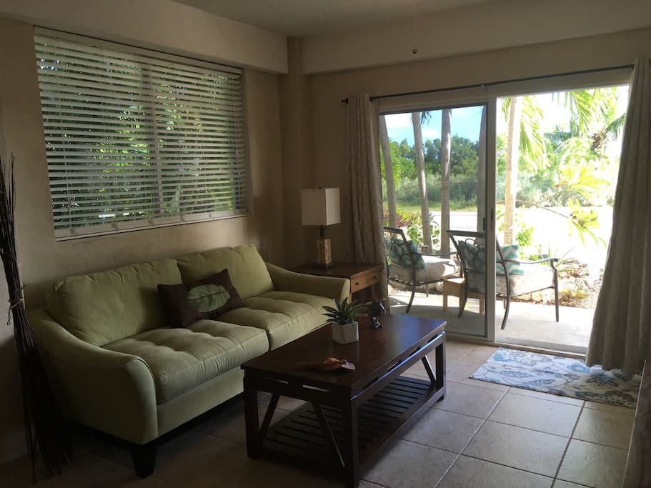 Living room area with front door access to largo sound