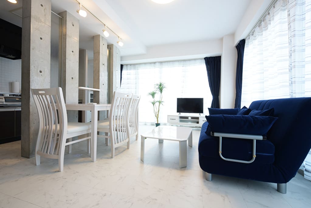 Living room with a sofa bed